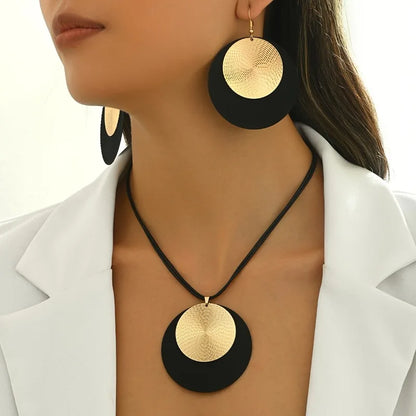 Cord Necklace & Modern Geometric Earrings