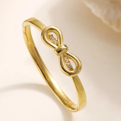 Gold-Plated Stainless Steel Knot Bangle Bracelet