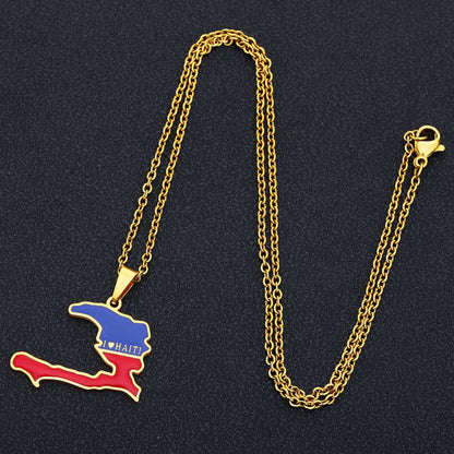 Haiti Map Pendant Necklace