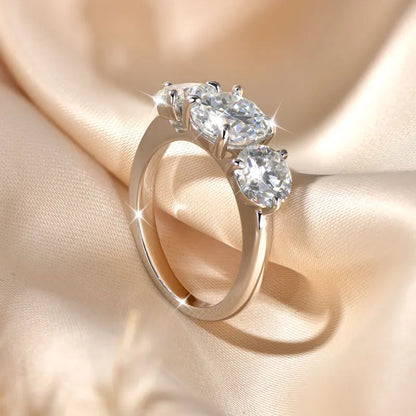 14K Gold Filled Moissanite Wedding Ring Three Stone — Fine Jewelry