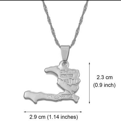 Anniyo Haiti Map Necklace Pendants for Women Girls,Gold Color Ayiti Jewelry Map of Haiti #003910