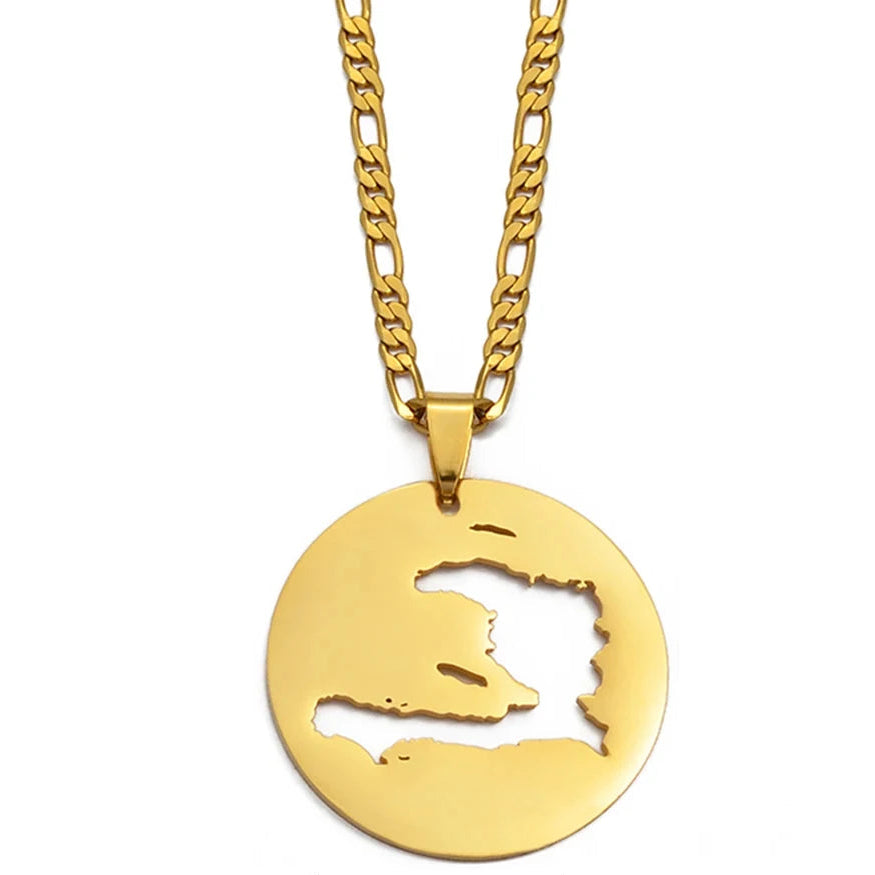 Haiti Map Pendant Necklace