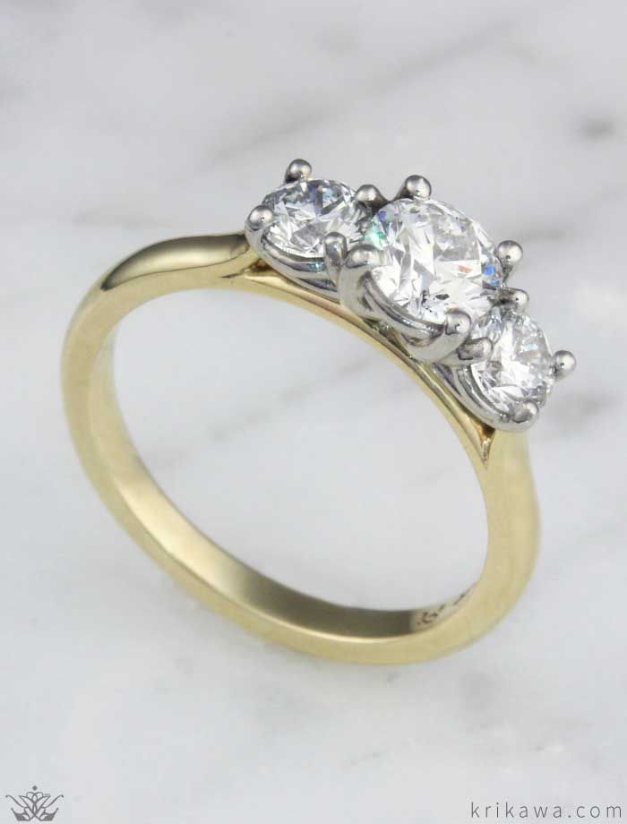 14K Gold Filled Moissanite Wedding Ring Three Stone — Fine Jewelry