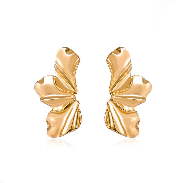 Stainless Steel Plant-Inspired Stud Earrings