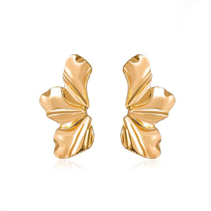 Stainless Steel Plant-Inspired Stud Earrings