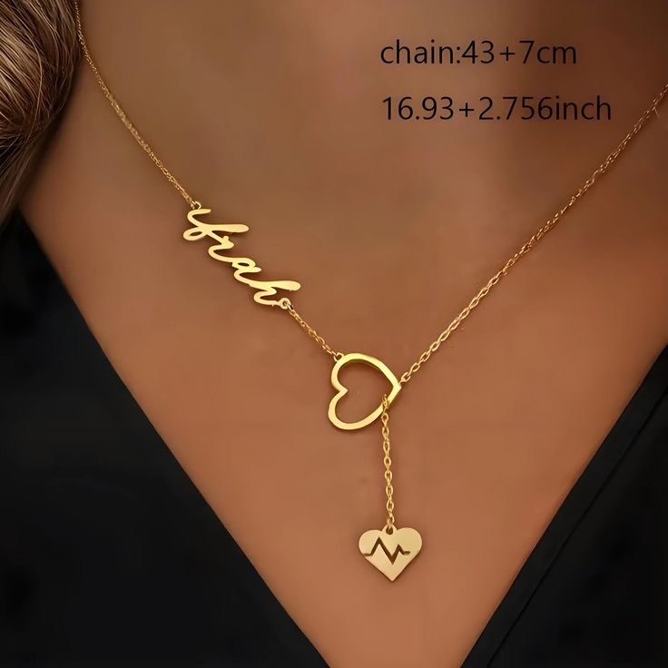 Luxury Custom Name Necklace with Heartbeat
