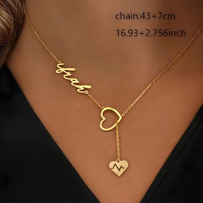 Luxury Custom Name Necklace with Heartbeat