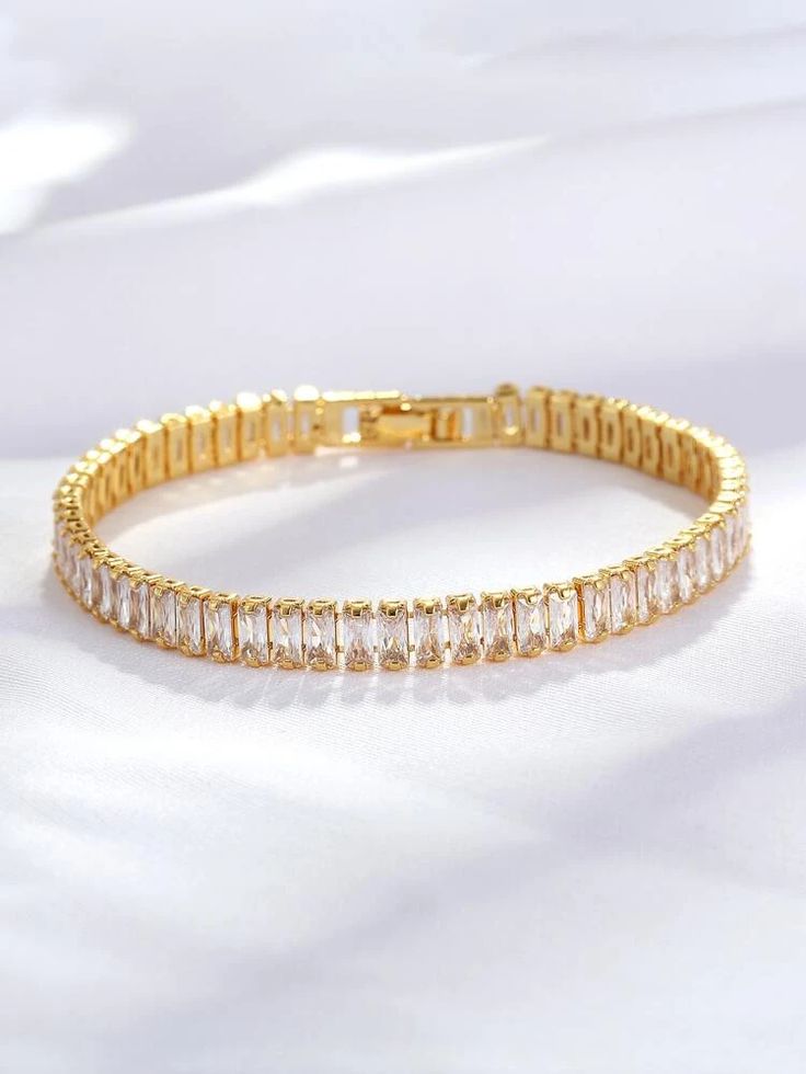 925 Sterling Silver & Diamond Bangle – Elegant 18K Gold Plated