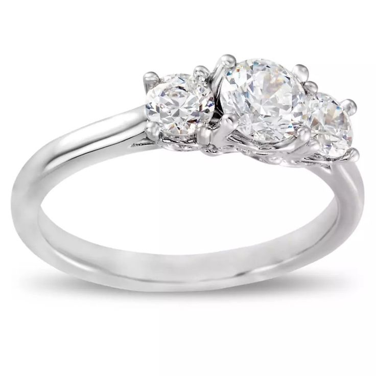 14K Gold Filled Moissanite Wedding Ring Three Stone — Fine Jewelry