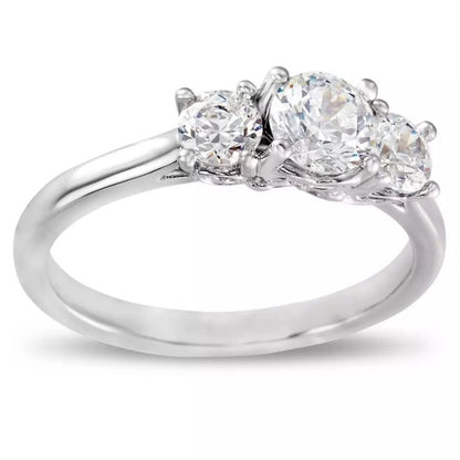 14K Gold Filled Moissanite Wedding Ring Three Stone — Fine Jewelry